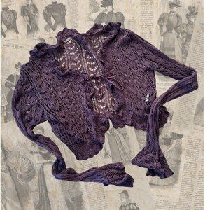 Free People Tie-front Open Knit Bolero -S/M- Y2K Vintage-Distressed, PLS READ!!!